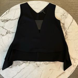 Black BCBG Top with Leather Accent